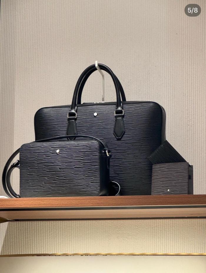 MONTBLANC Meisterstuck Cow Leather Handbags Briefcases Men's Black 130912 size 40*5*29 cm