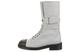CHANEL Ankle Boots Women's Gray