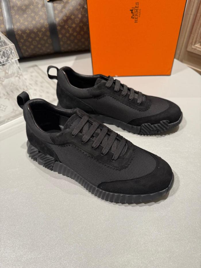 HERMES Bouncing Low Top Casual Shoes Men's Black