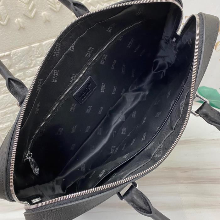 MONTBLANC Cow Leather Briefcase, Shoulder Bag, Crossbody Bag, Handbag Medium Size Men's Black MB198851 size 38*8.99*29.49 cm 