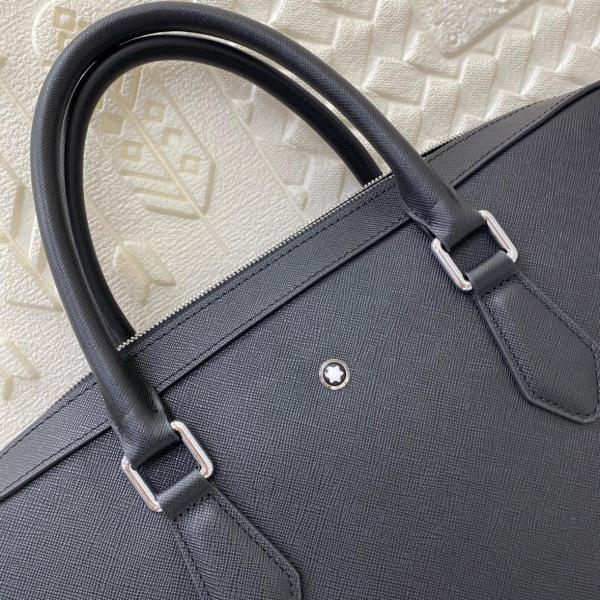 MONTBLANC Cow Leather Briefcase, Shoulder Bag, Crossbody Bag, Handbag Medium Size Men's Black MB198851 size 38*8.99*29.49 cm 
