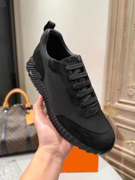 HERMES Bouncing Low Top Casual Shoes Men's Black