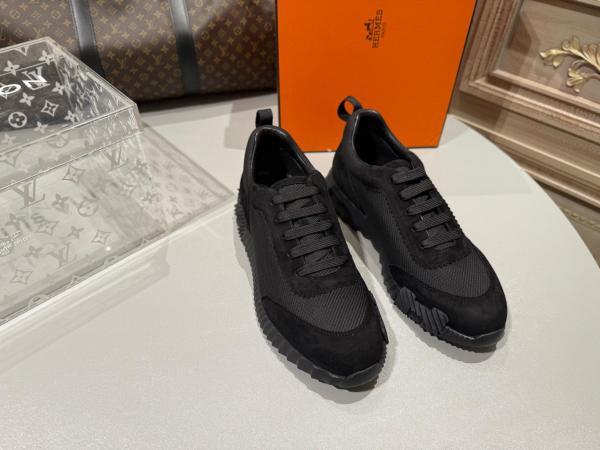 HERMES Bouncing Low Top Casual Shoes Men's Black