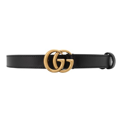 GUCCI Gg Marmont Thin Leather Belt With Shiny Buckle Width 2 cm