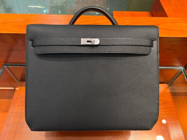 HERMES Kelly Depeches Togo Calfskin Handbag Men's 3Y Velvet H078395CK3Y size 36.6*29*5 cm