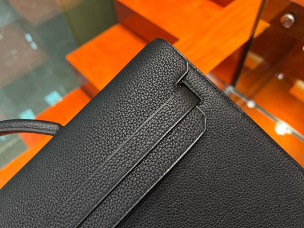 HERMES Kelly Depeches Togo Calfskin Handbag Men's 3Y Velvet H078395CK3Y size 36.6*29*5 cm