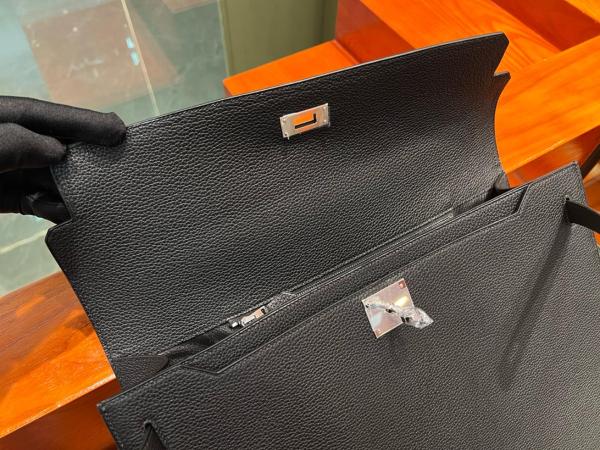 HERMES Kelly Depeches Togo Calfskin Handbag Men's 3Y Velvet H078395CK3Y size 36.6*29*5 cm