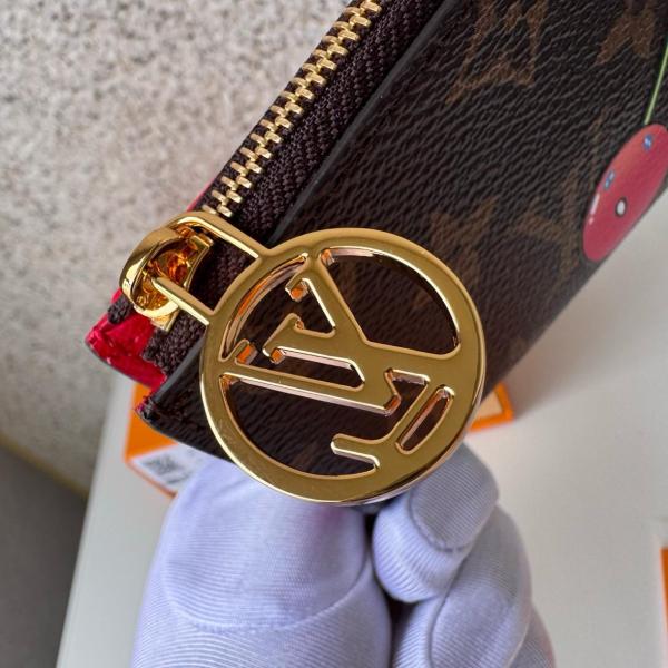 LOUIS VUITTON x Takashi Murakami Lisa Cherry Series Printed Pattern Monogram Coated Canvas Wallet Card Holder Women's Brown M13420 size 11.5*1.5*9cm