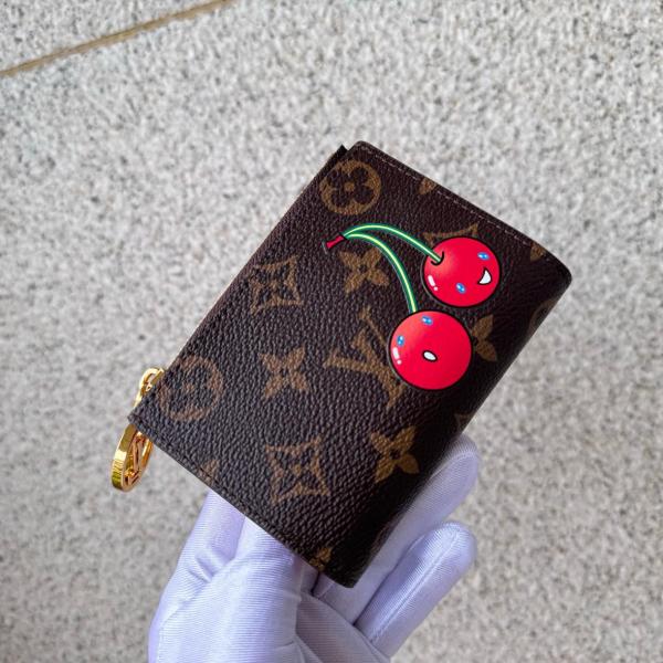 LOUIS VUITTON x Takashi Murakami Lisa Cherry Series Printed Pattern Monogram Coated Canvas Wallet Card Holder Women's Brown M13420 size 11.5*1.5*9cm