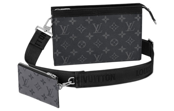 LOUIS VUITTON Gaston Wearable Wallet Monogram Eclipse Reverse Black M81124 size 22*4.5*14.5 cm