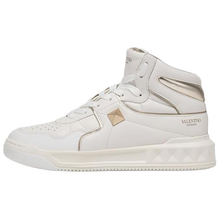 Valentino One Stud High Top Stylish Skateboarding Shoes Men's White