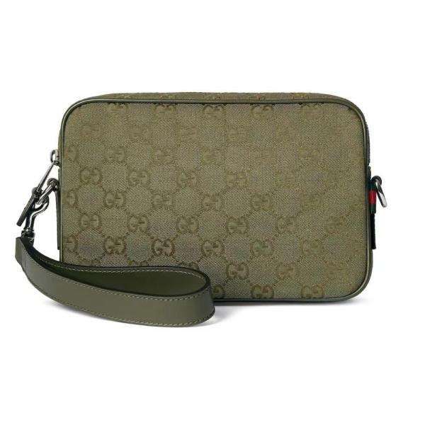 GUCCI Canvas Crossbody Handbag Trumpets Men's Forest Green 834802-FAEOK-3242 size 23.5*5*15 cm