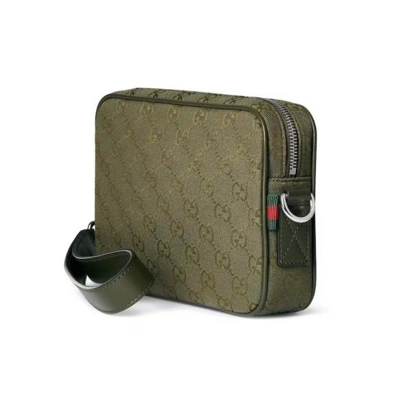 GUCCI Canvas Crossbody Handbag Trumpets Men's Forest Green 834802-FAEOK-3242 size 23.5*5*15 cm