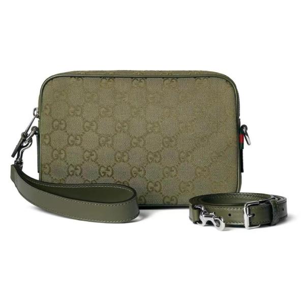 GUCCI Canvas Crossbody Handbag Trumpets Men's Forest Green 834802-FAEOK-3242 size 23.5*5*15 cm