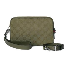 GUCCI Canvas Crossbody Handbag Trumpets Men's Forest Green 834802-FAEOK-3242 size 23.5*5*15 cm