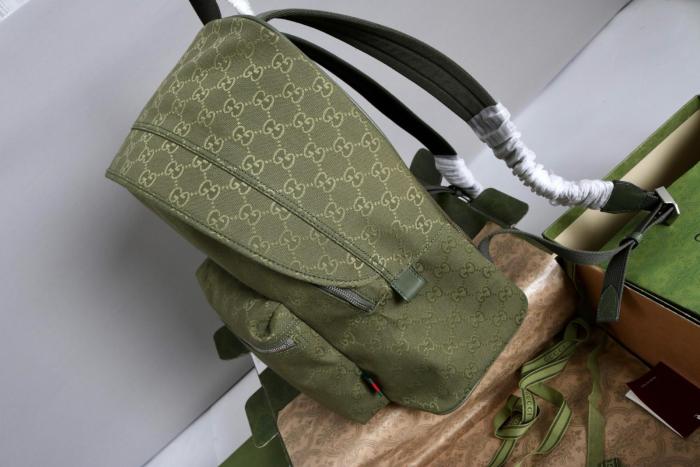 GUCCI Canvas Backpack Medium Size Men's Forest Green 834464-FAEOM-3244 size 35*20*40 cm