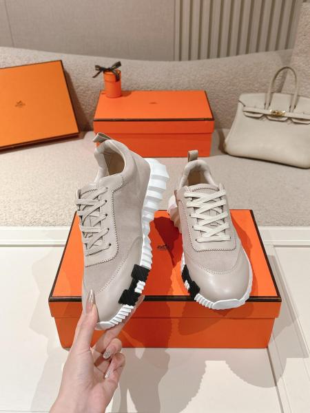 HERMES Bouncing Low Top Casual Shoes 4cm Men's Taupe