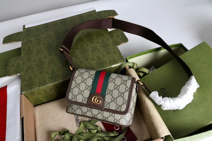 GUCCI Ophidia Snake Skin Crossbody Bags Mini Men's Beige Brown 838599-FAEOF-9745 size 18.5*5*12 cm