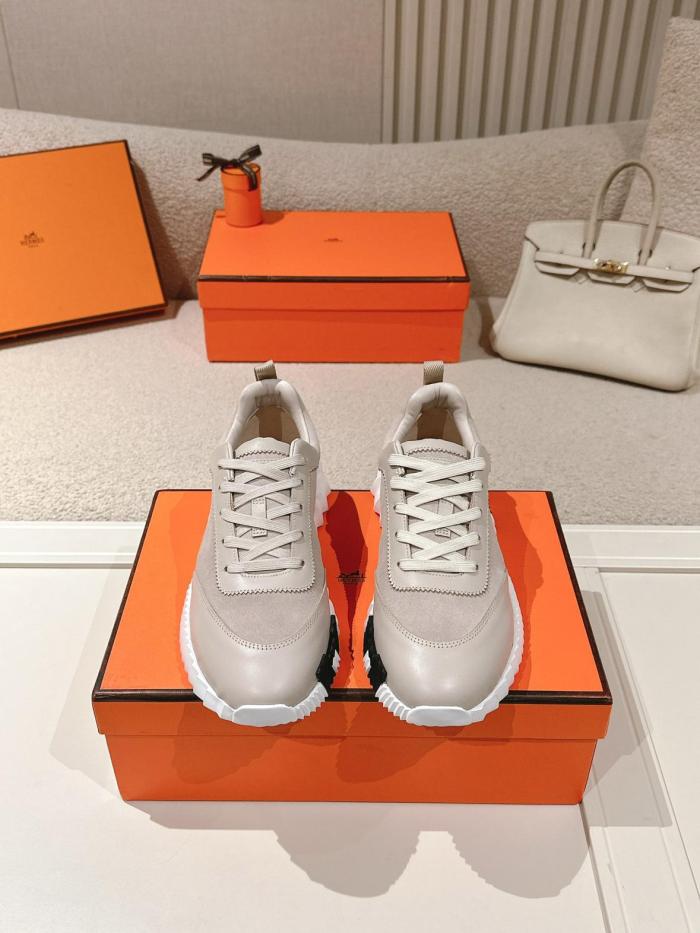 HERMES Bouncing Low Top Casual Shoes 4cm Men's Taupe