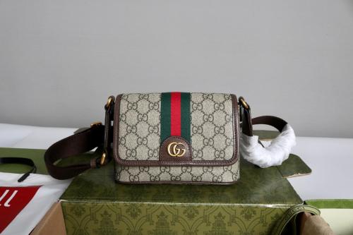 GUCCI Ophidia Snake Skin Crossbody Bags Mini Men's Beige Brown 838599-FAEOF-9745 size 18.5*5*12 cm