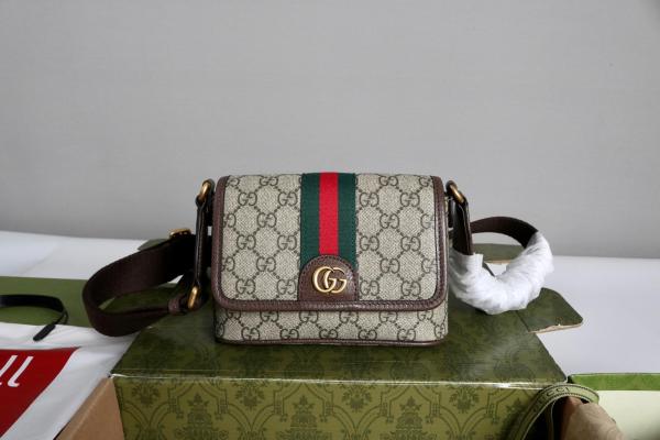 GUCCI Ophidia Snake Skin Crossbody Bags Mini Men's Beige Brown 838599-FAEOF-9745 size 18.5*5*12 cm