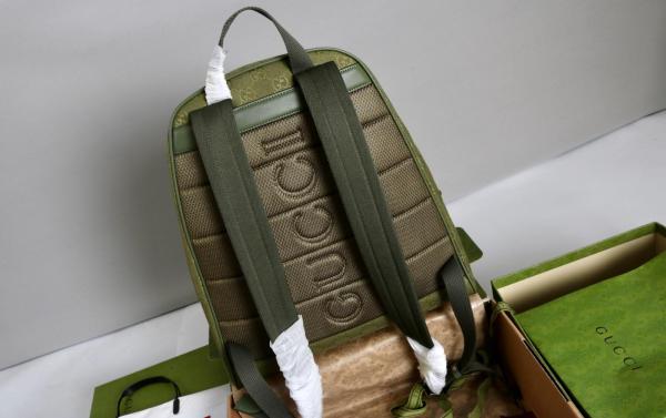 GUCCI Canvas Backpack Medium Size Men's Forest Green 834464-FAEOM-3244 size 35*20*40 cm