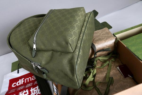 GUCCI Canvas Backpack Medium Size Men's Forest Green 834464-FAEOM-3244 size 35*20*40 cm