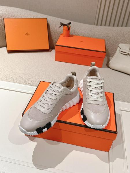 HERMES Bouncing Low Top Casual Shoes 4cm Men's Taupe