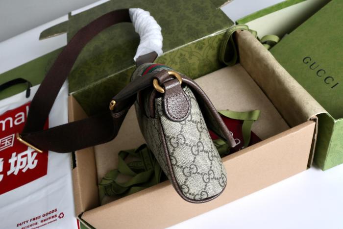 GUCCI Ophidia Snake Skin Crossbody Bags Mini Men's Beige Brown 838599-FAEOF-9745 size 18.5*5*12 cm