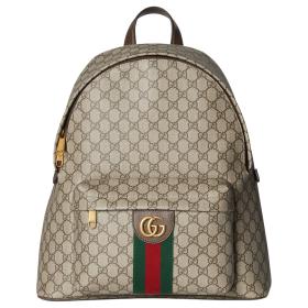GUCCI Ophidia Coated Fabric Backpack Medium Size Men's Beige & Dark Brown 834466-FAEOJ-9747 size 36.5*18*41 cm