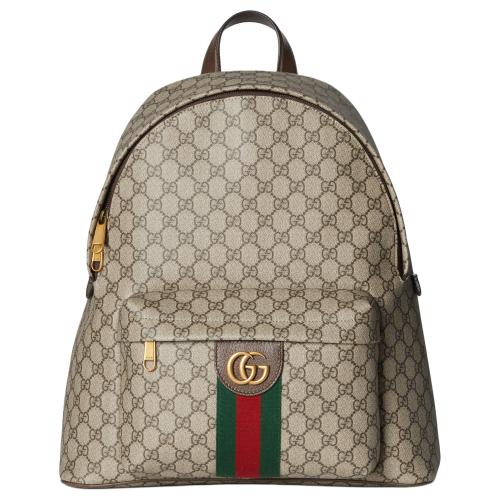 GUCCI Ophidia Coated Fabric Backpack Medium Size Men's Beige & Dark Brown 834466-FAEOJ-9747 size 36.5*18*41 cm