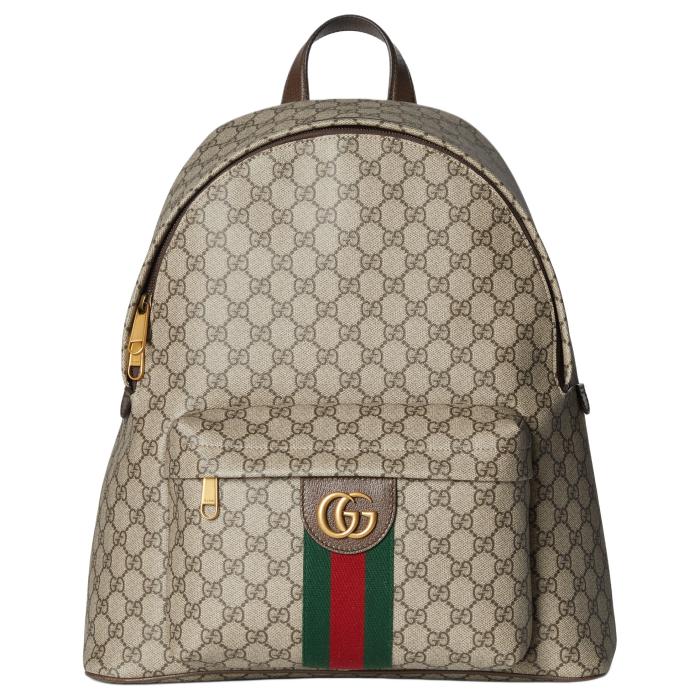 GUCCI Ophidia Coated Fabric Backpack Medium Size Men's Beige & Dark Brown 834466-FAEOJ-9747 size 36.5*18*41 cm
