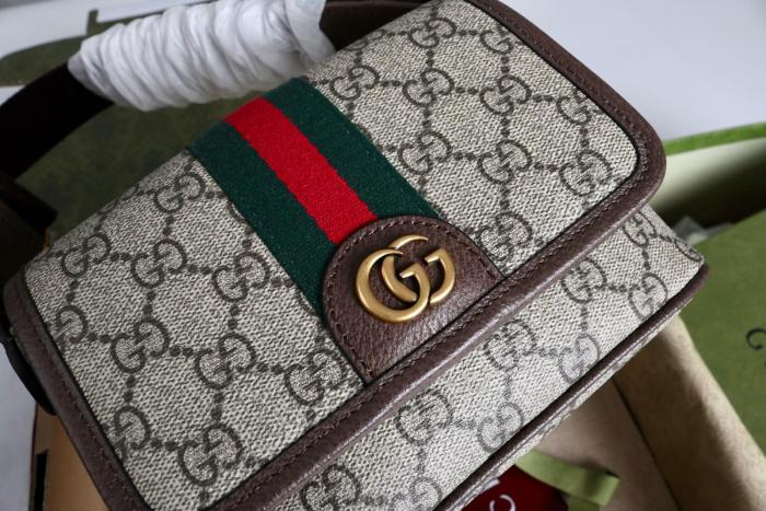 GUCCI Ophidia Snake Skin Crossbody Bags Mini Men's Beige Brown 838599-FAEOF-9745 size 18.5*5*12 cm