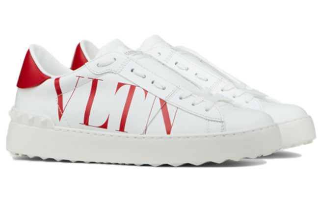 Valentino Open VLTN Low Top Skateboard Shoes Women's White Red