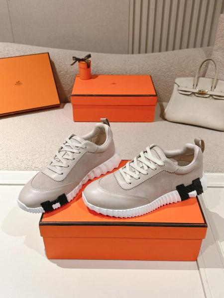 HERMES Bouncing Low Top Casual Shoes 4cm Men's Taupe