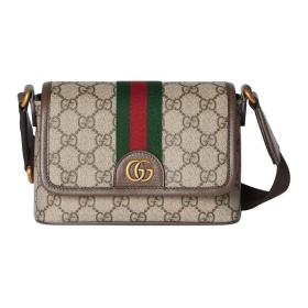 GUCCI Ophidia Snake Skin Crossbody Bags Mini Men's Beige Brown 838599-FAEOF-9745 size 18.5*5*12 cm