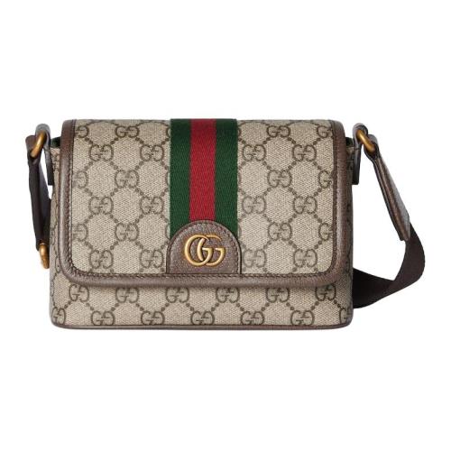 GUCCI Ophidia Snake Skin Crossbody Bags Mini Men's Beige Brown 838599-FAEOF-9745 size 18.5*5*12 cm