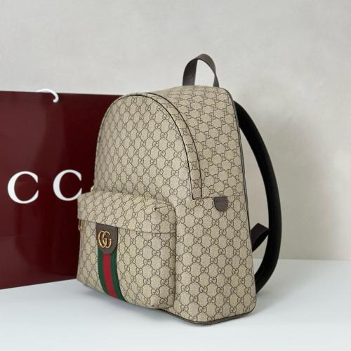 GUCCI Ophidia Coated Fabric Backpack Medium Size Men's Beige & Dark Brown 834466-FAEOJ-9747 size 36.5*18*41 cm