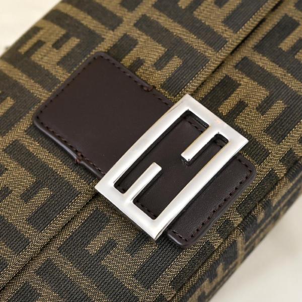 FENDI Baguette Jacquard Fabric Shoulder Bag, Crossbody Bag, Handbag Medium Size Women's Brown 8BR600-AFPM-F1QI1 size 27*6*15 cm