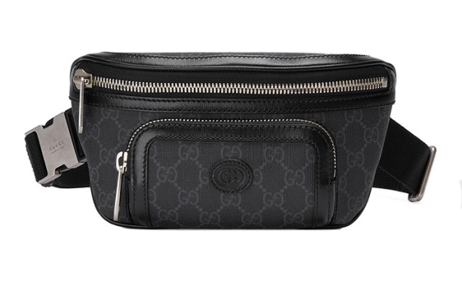 GUCCI Canvas With Leather Shoulder Bag, Crossbody Bag, Sling Bag, Fanny Pack Regular Men's Black Gray 682933-92THN-1000 size 23*2.5*12 cm