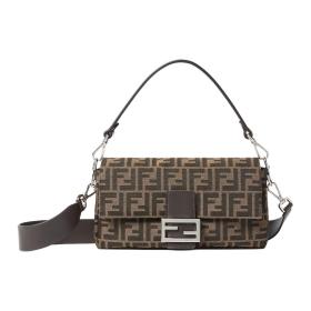 FENDI Baguette Jacquard Fabric Shoulder Bag, Crossbody Bag, Handbag Medium Size Women's Brown 8BR600-AFPM-F1QI1 size 27*6*15 cm