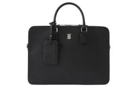 Burberry Calfskin Portable Briefcase Medium Size Men's Black 80658121 size 37.5*5*27 cm