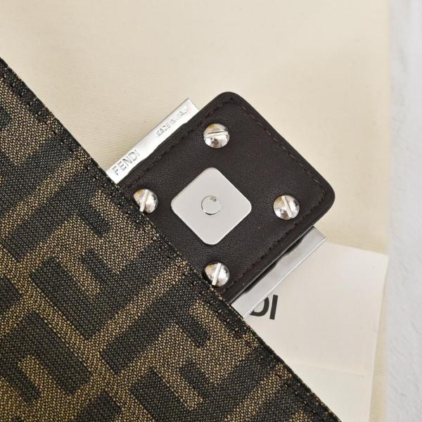 FENDI Baguette Jacquard Fabric Shoulder Bag, Crossbody Bag, Handbag Medium Size Women's Brown 8BR600-AFPM-F1QI1 size 27*6*15 cm