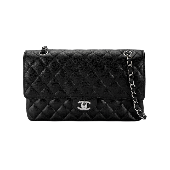 CHANEL Classic Flap CF Grain Embossed Cow Leather Flap Bag, Shoulder Bag, Crossbody Bag Tubas Women's Black A01112-Y01588-C3906 size 30*10*19.5 cm