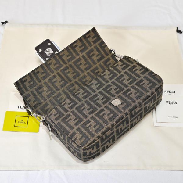 FENDI Baguette Jacquard Fabric Shoulder Bag, Crossbody Bag, Handbag Medium Size Women's Brown 8BR600-AFPM-F1QI1 size 27*6*15 cm