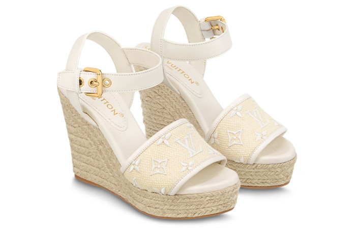 LOUIS VUITTON Starboard One Strap Sandals Women's Beige