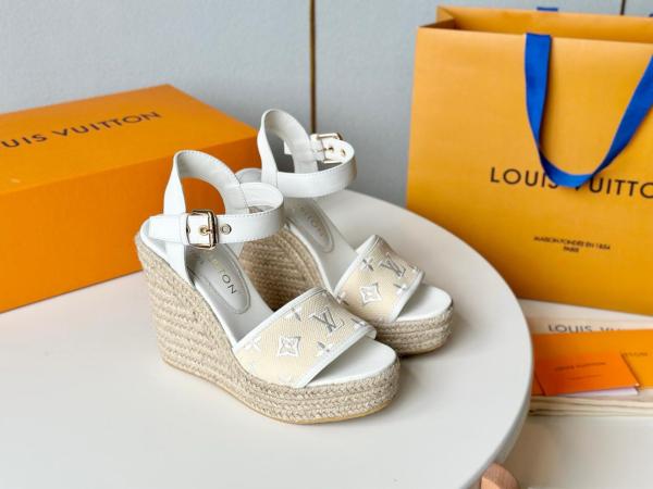 LOUIS VUITTON Starboard One Strap Sandals Women's Beige