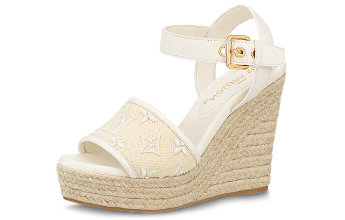LOUIS VUITTON Starboard One Strap Sandals Women's Beige