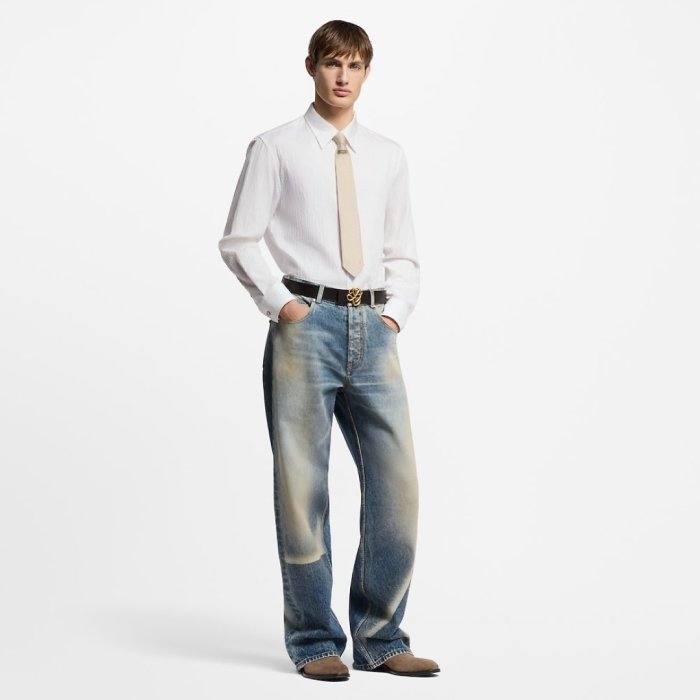 Louis Vuitton Lv Monogram Jacquard Long Sleeved Cotton Shirt