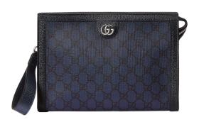 GUCCI Ophidia Canvas With Leather Canvas Bag Clutches Regular Men's Blue/Dark Blue 760243-UULBN-4055 size 26*6*18cm